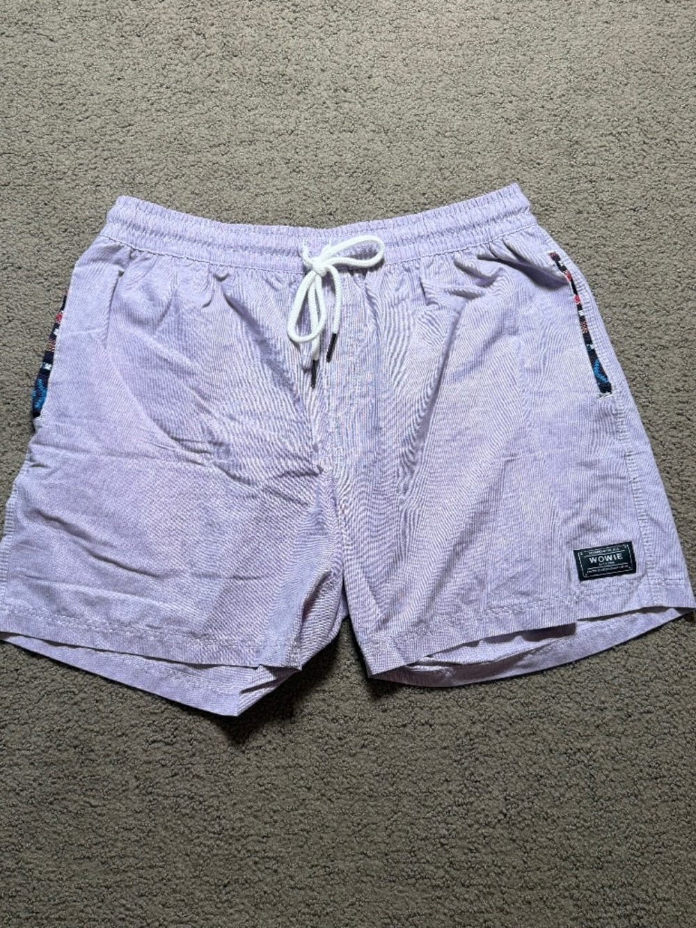 Wowie Men’s OG Casual Shorts Lavender Purple Aztec Size Large